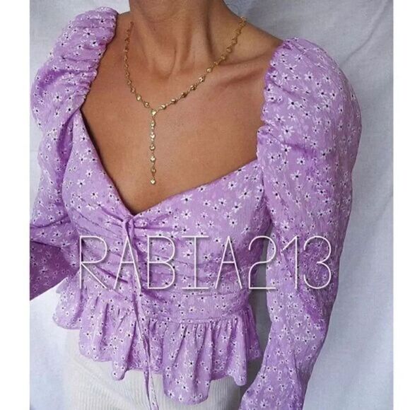 ZARA FLORAL TIED PRINT BLOUSE - Picture 3 of 16